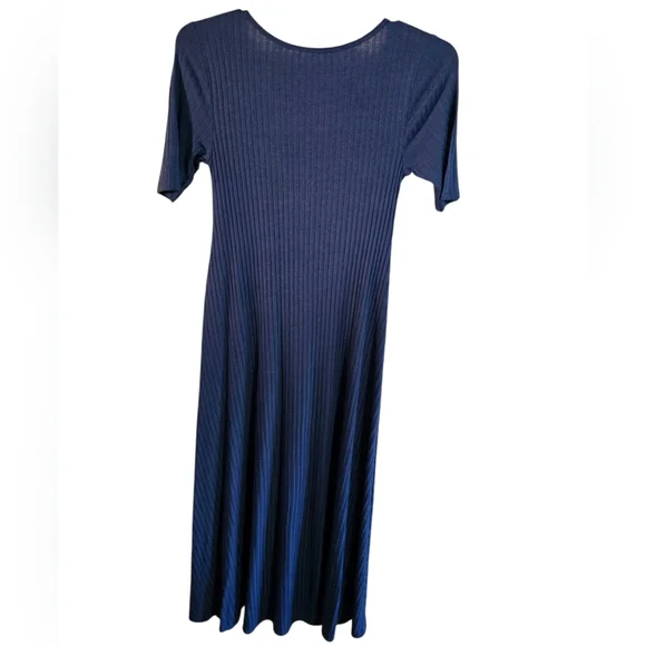Soft Surroundings Womens Blue Ribbed Knit Maxi Dress XS Stretch Lounge Classic - Picture 3 of 6